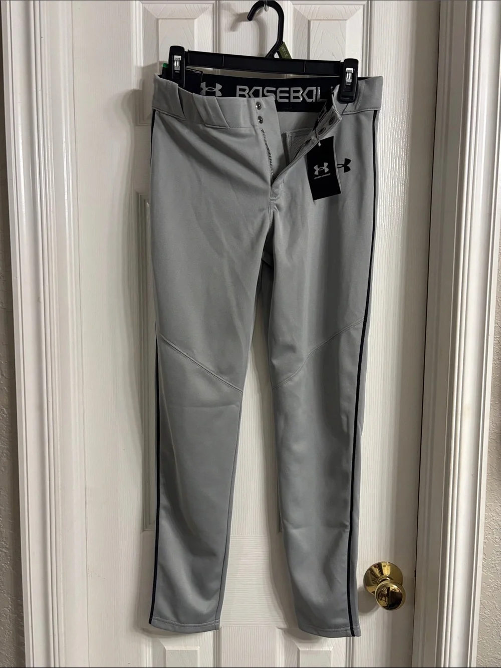 Under Armour Light Gray Baseball Pants with Black Trim